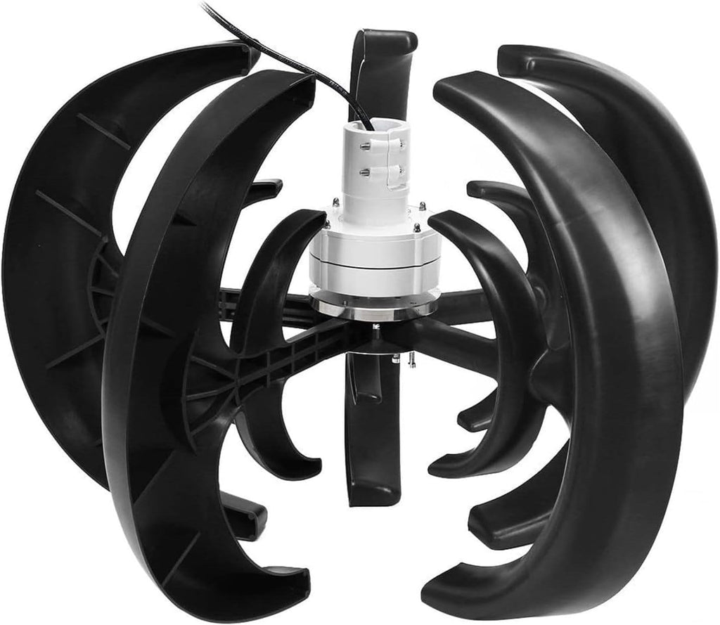1000W Wind Turbine Generator Kit - 12V/24V Vertical Axis Windmill for Home Use, Maglev Technology, Three Phase Power, Cost-Free Renewable Energy Solution - 24V Black