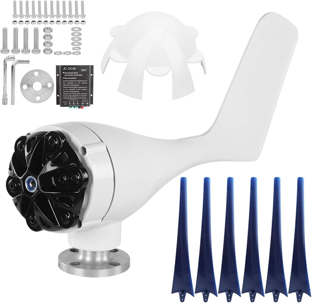 ViaGasaFamido 800W Wind Turbine Generator Kit 12V 24V 48V 6 Blade Windmill System for Home Off Grid Power Boats Cabins Terraces with Controller Blue 48V