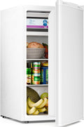Antarctic Star Compact Refrigerator with Freezer, 3.2 Cu.Ft Mini Fridge with Adjustable Thermostat,Single Door,Removable Glass Shelves for Dorm/Kitchen/Office,WHITE
