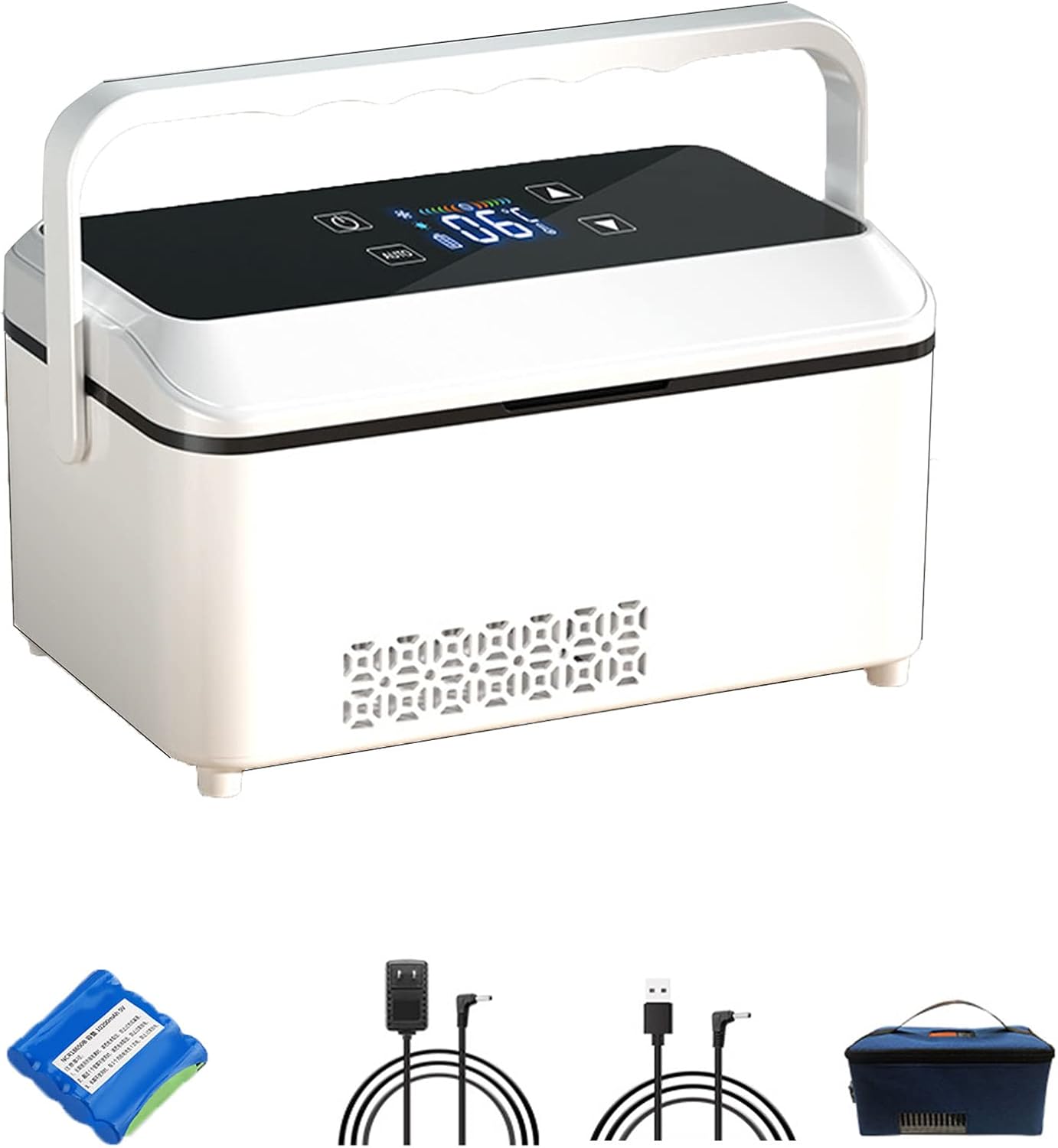 Portable Insulin Cool Box, High Capacity Medicine Mini Intelligent Electric Fridge Cooler Bag Thermostat Under with Charging Cable for Travel & Household,1cell