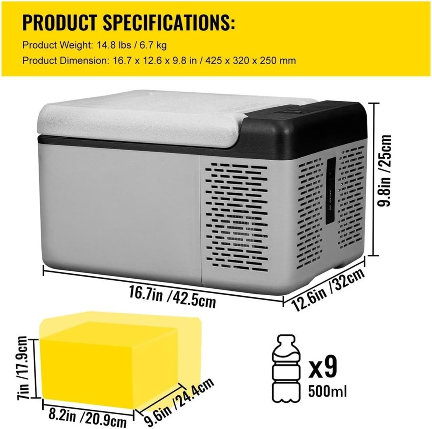 12V Car Refrigerator Electric Cooler Freezer With Temperature Control App Dual Voltage Camping Road Trips Outdoor Use
