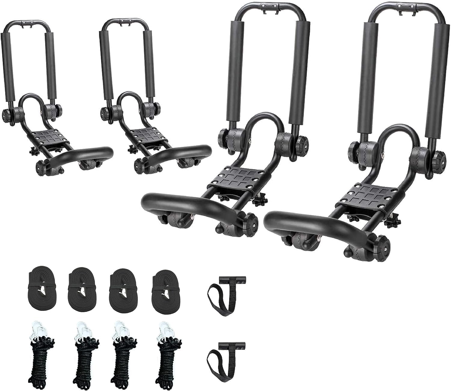 2 Pairs Fold Down J Bar Kayak Rack Designed mounts to virtually All crossbars and Load Bars Double Folding J Bar Car Roof Carrier for Kayak Canoe Surf Board and SUP Paddle Boat