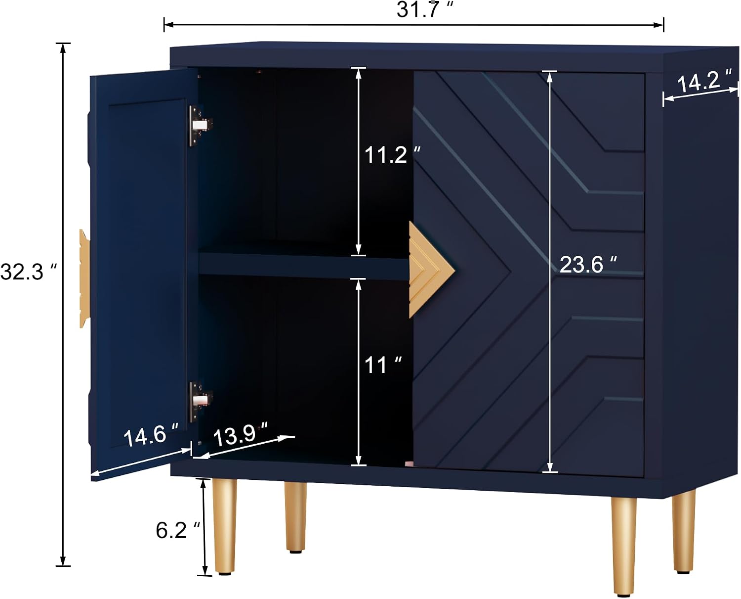 HLR Sideboard Storage Cabinet with 2 Doors, Accent Cabinet with Decorative Embossed Pattern Doors, Sideboard Buffet for Living Room, Kitchen, Dining Room, Hallway