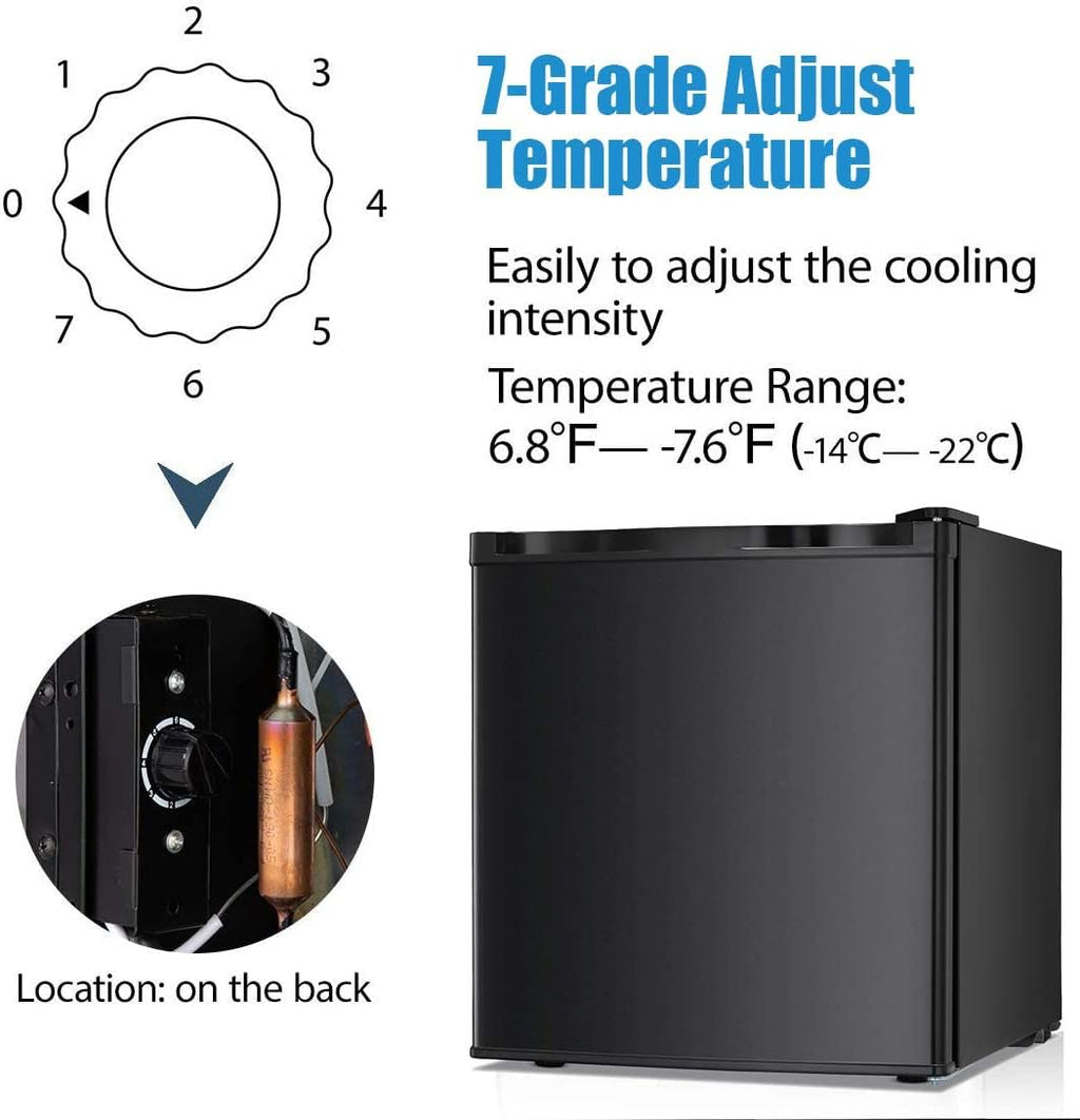 Antarctic Star Upright Freezer 1.1 Cu.ft, Compact Mini Freezer with Reversible Single Door, Temperature Control, Removable Shelves, Small freezer Stainless Steel for Dorms Home Office, Black