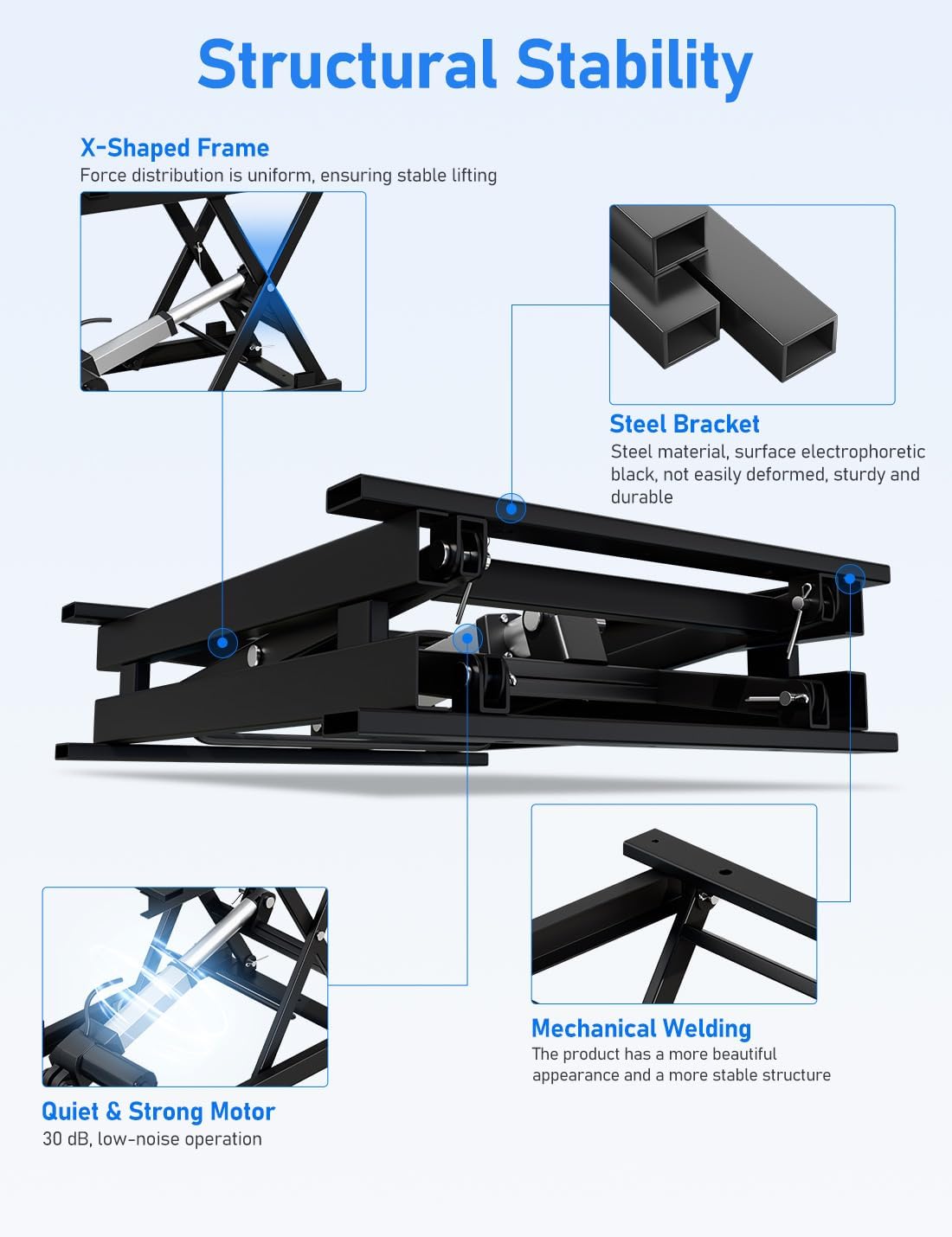 DIHOOL Electric Scissor Lift Table, 130Lbs Capacity, 3.95'-14.76' Height Adjustable Lifting Platform, Super Quiet with Remote & WiFi Control, Obstruction Detection, AC/DC Power for Home/Industrial Use
