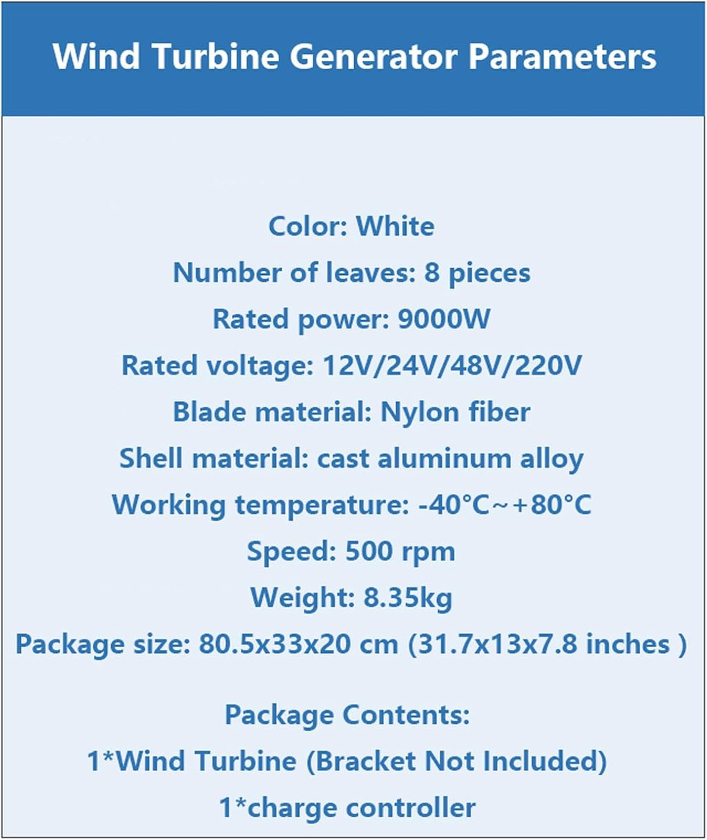 1000W Wind Turbine Generator with 8 Blades MPPT Charge Controller Wind Power Generator Kit 12V/24V/48V/220V Windmill Generator Free Energy Generator Small Wind Turbines for Home Use(12V)