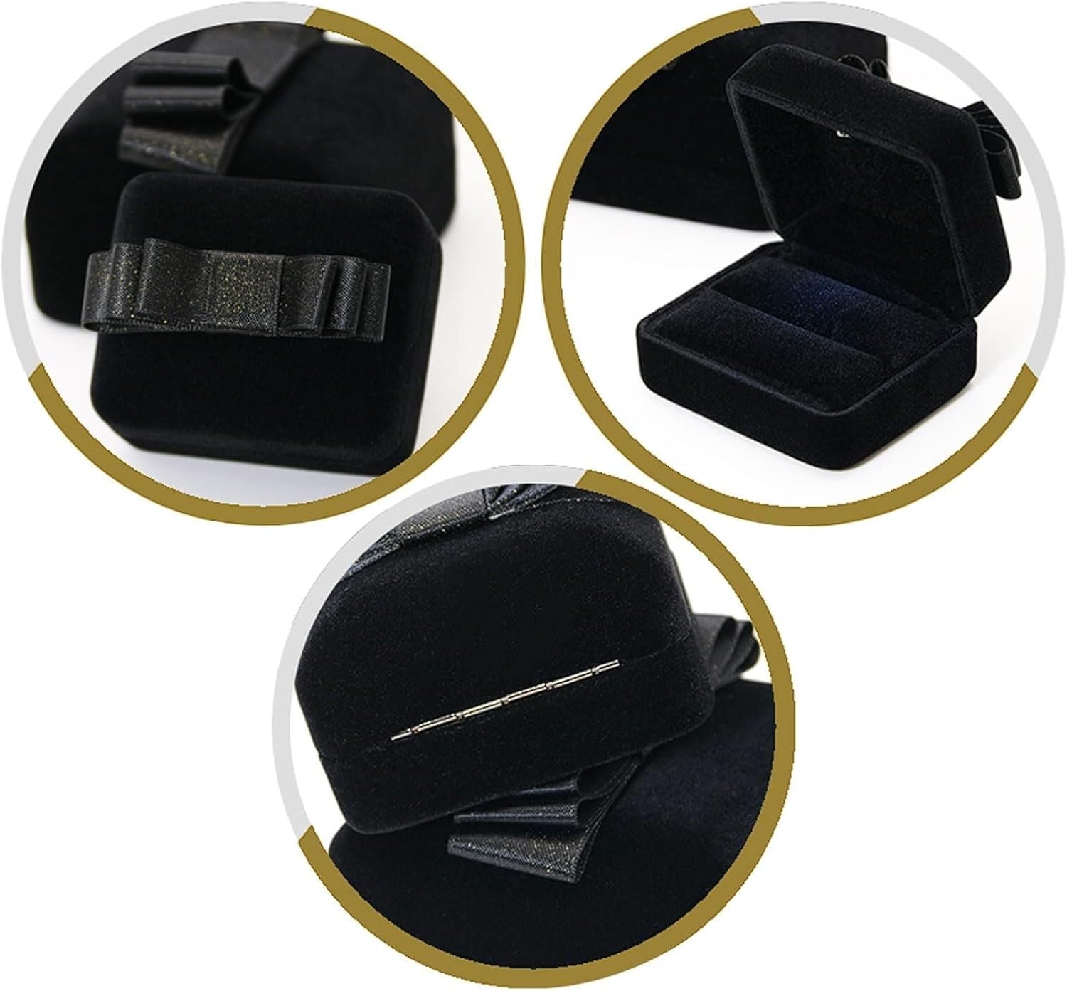 Rieort 5-Piece Jewelry Box Set Black Silk Jewelry Storage Box LED Light Necklace Box Women Jewelry Organizer Louver Design Display Box