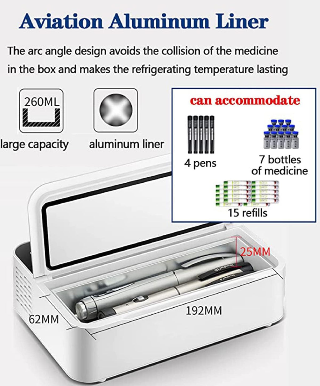 Mini Insulin Cooler Box Electric Insulin Cooler Portable Medicines Fridge Cabinet Small Car Fridge 0-8°C Cool Bag Thermostat for Car Travel Home,1cell