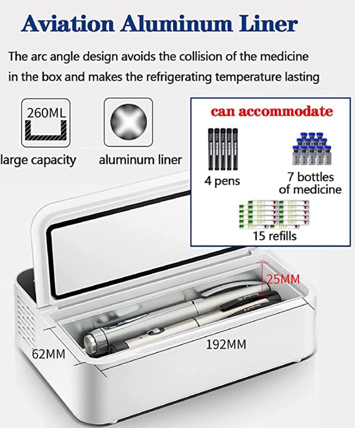 Mini Insulin Cooler Box Electric Insulin Cooler Portable Medicines Fridge Cabinet Small Car Fridge 0-8°C Cool Bag Thermostat for Car Travel Home,1cell