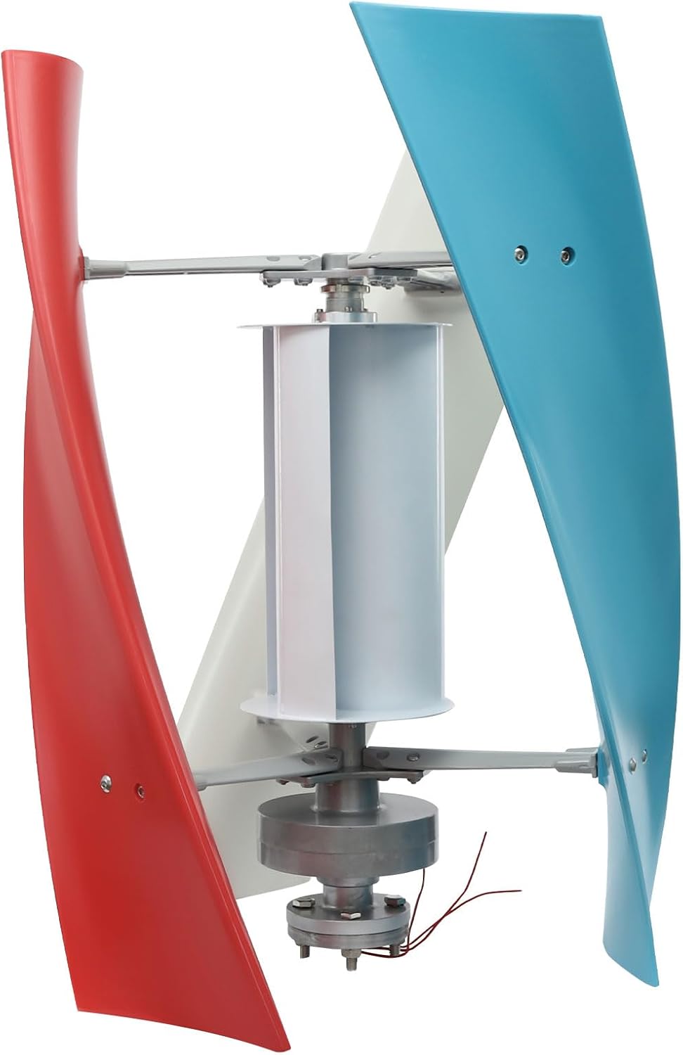 Vertical Wind Turbine Generator 100W 24V Quiet Outdoor Power with Auxiliary Wind Wheel for Home Cabin Boat Solar Energy Alternative IP67 Protection