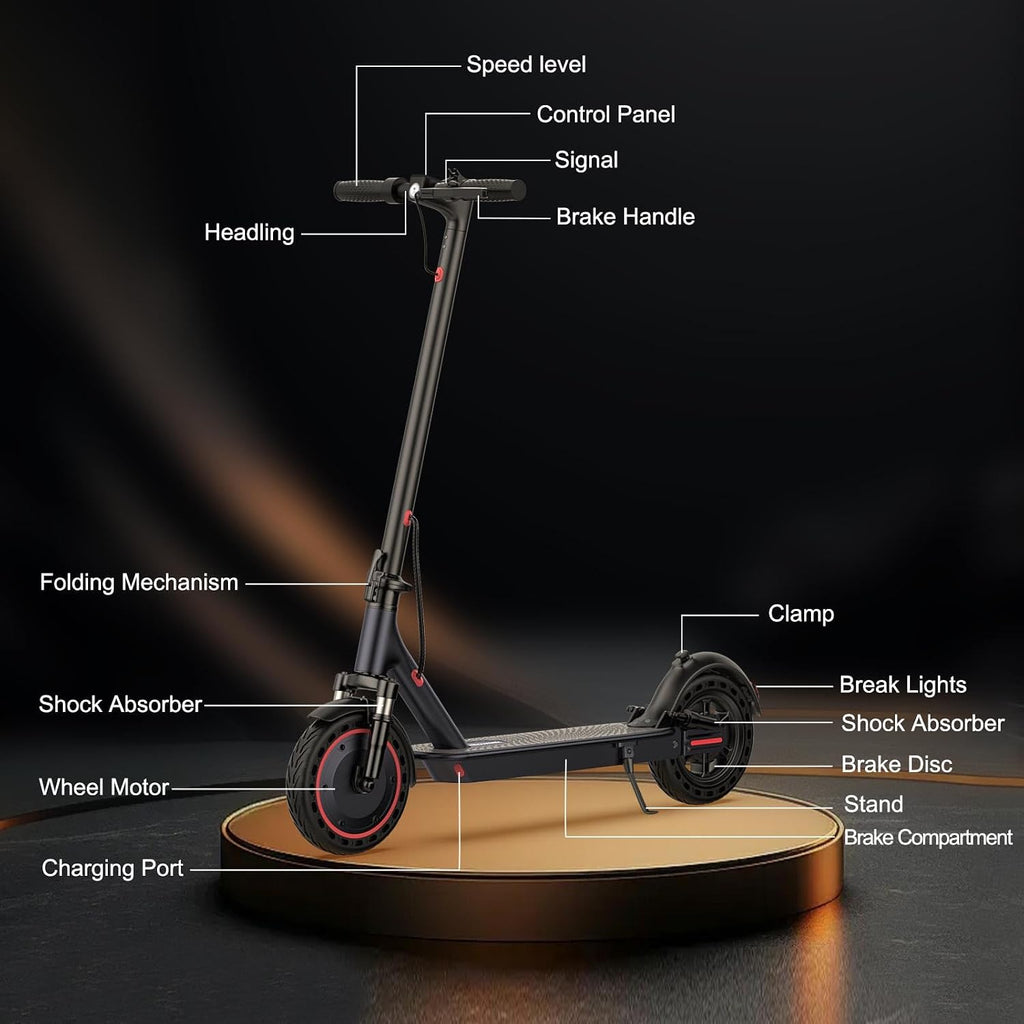Alloweek Electric Scooter for Adults – 350W/500W Motor, 19 MPH/22Mph Top Speed, 21-52 Miles Range, 8.5'/10 inch Tires, Folding E-Scooter with Dual Suspension and Braking System, App Control