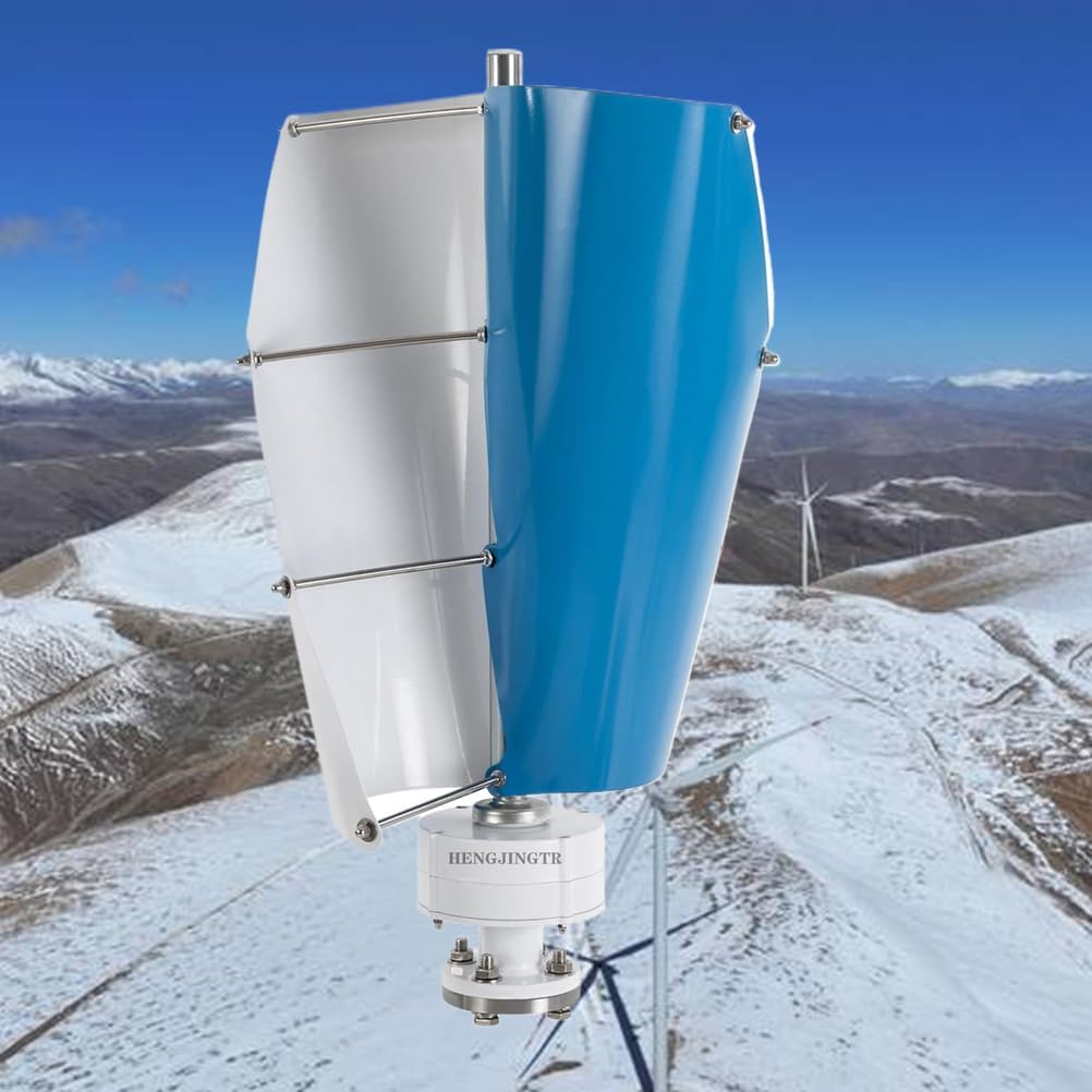 48V,3000W No Noise Outdoor Emergency Wind Turbine Generator, with Controller 2 Blade Blue Spiral Solar Wind Power Wind Generator Kit for Marine, Boat, Farm (12V-48V)