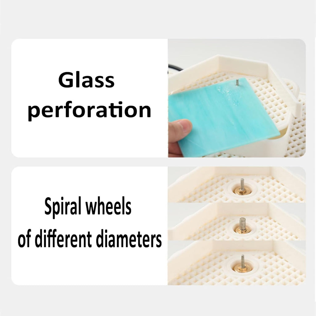 Dual-Layer Stained Glass Grinder, Portable Electric Polishing Machine, Drilling Holes 2-3mm, with Spiral Wheel Set, for DIY Art, Stained Glass, Mirror, Stone