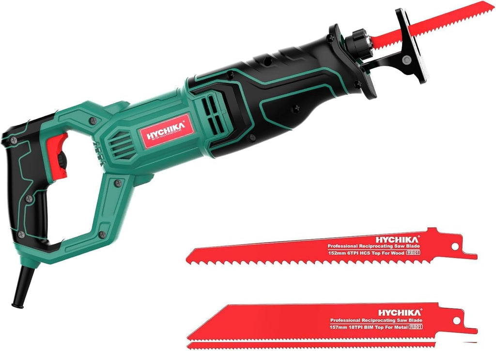 HYCHIKA Reciprocating Saw, 6.2A Mini Circular Saw with 3 Blades, 2-Tool Power Tool Combo Kit