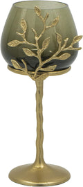 A&B Home Olive Branch Candle Holder - Glass Candle Holder with Gold Metal Base, Decorative Tabletop Lighting, Living Room Coffee Table Accent Piece Dining Table Centerpiece, 6' x 6' x 13'