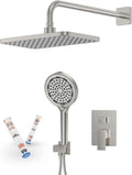 Brushed Nickel 11 Inch Rainfall Shower System – Filtered Handheld Sprayer Shower Head, Complete Bathroom fixtures Set Faucet Mixer Trim & Valve Kit