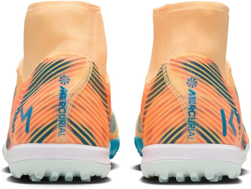 Nike Mercurial Superfly 10 Academy Kylian Mbappe Turf High-Top Soccer Shoes (Melon Tint/Igloo/Neo Turquoise)