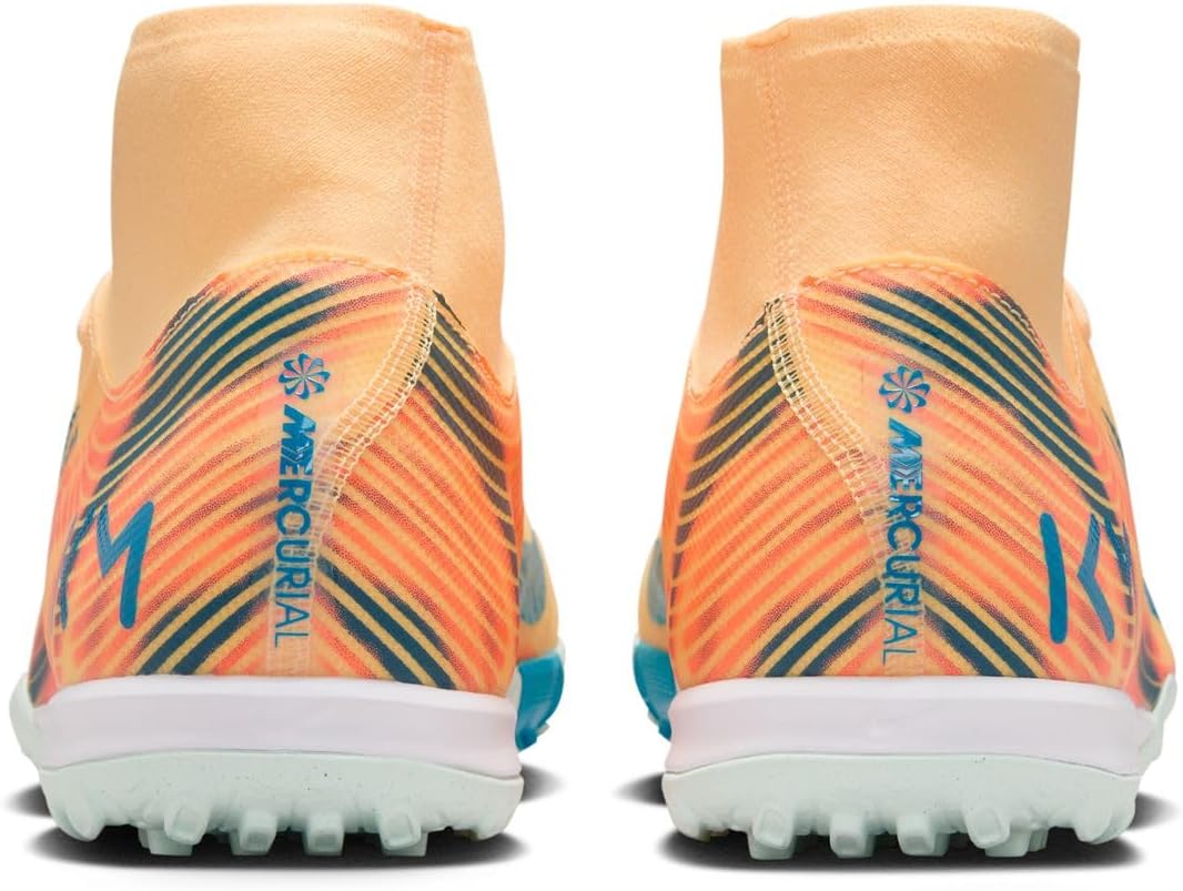 Nike Mercurial Superfly 10 Academy Kylian Mbappe Turf High-Top Soccer Shoes (Melon Tint/Igloo/Neo Turquoise)