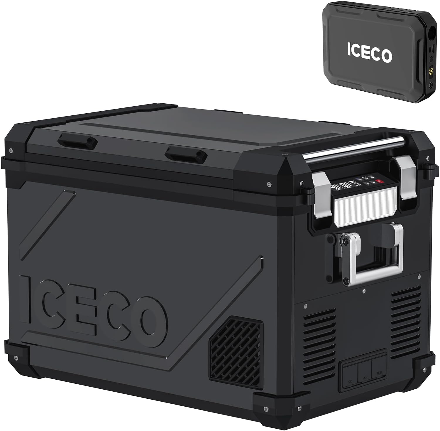 ICECO APL55 55Liter Portable Refrigerator and Freezer, Powered by AC/DC or Solar, Dual Zone Bluetooth Controlled 12v refrigerator, for Truck, Car and Home, -4℉~68℉, With 250Wh Magnetic Battery