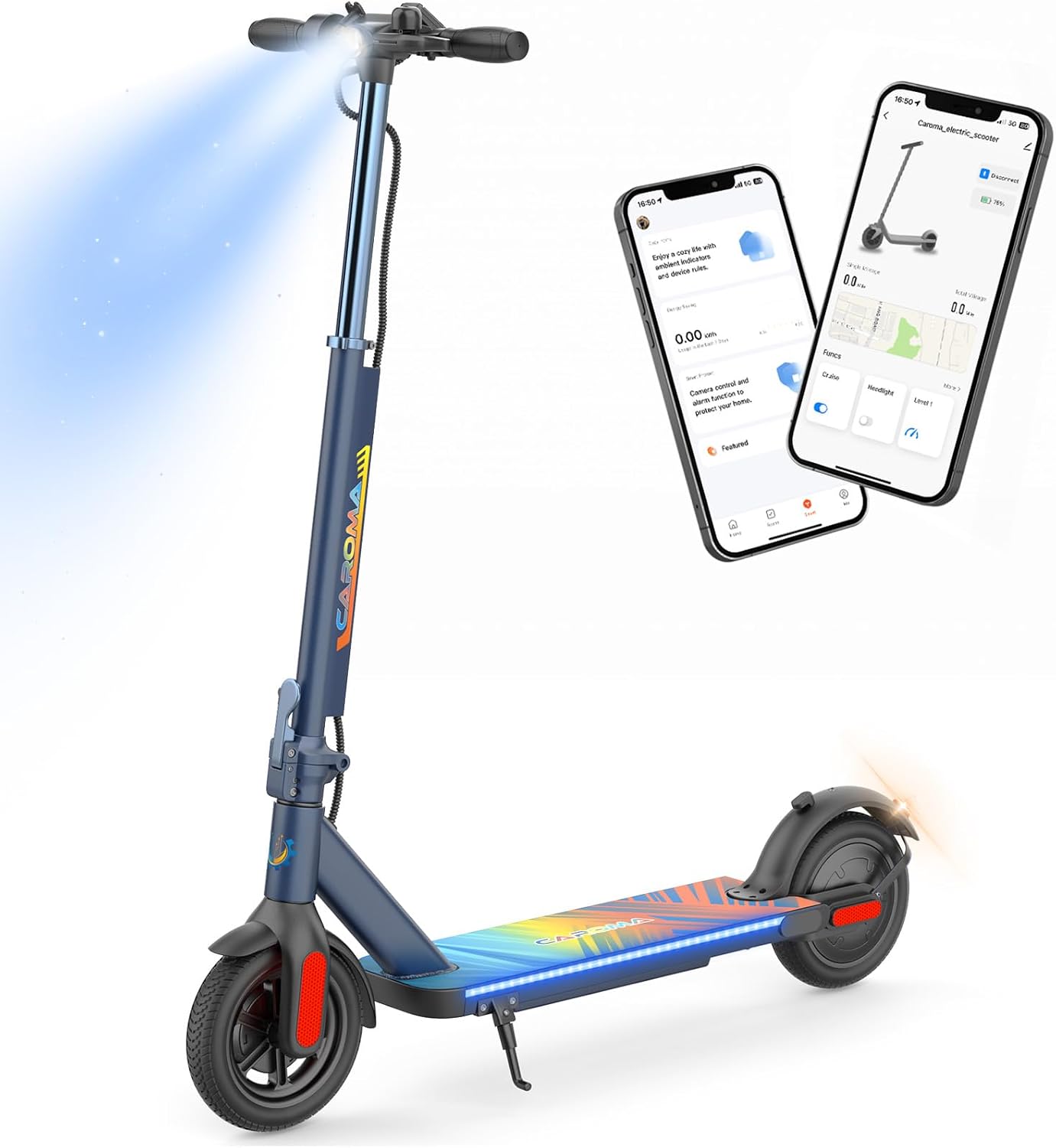 Caroma Electric Scooter Adults, 350W/500W Motor, Top Speed 20/25 Mph & 30 Miles Range, 8.5' Solid Tires, Cruise Control E Scooter for Adults