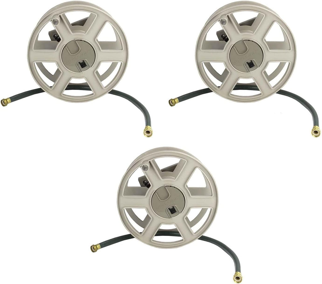 Suncast SWA100 100 Ft. Wall Mount Garden/Yard Hose Reel Side Winder (3 Pack)