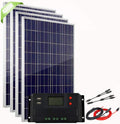 400 Watt Solar Panel Kit for Boat 12V 24V Battery Charger, 4pcs 100W Polycrystalline Solar Panels with 40A LCD Charge Controller + Accessory