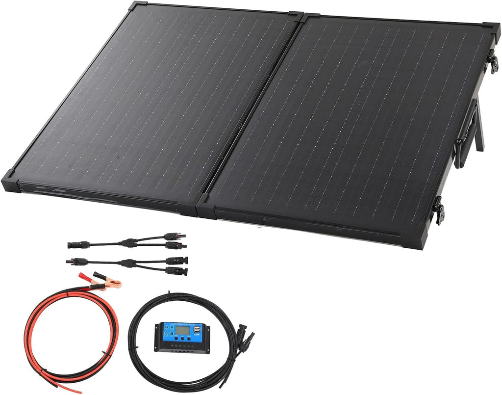 Foldable Solar Panel Solar Generators Monocrystalline Silicon Cells Aluminum Frame Ideal for RV Camping with Stand for Outdoor Use (80W)