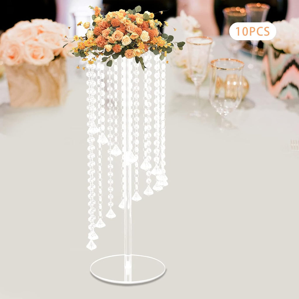 10Pcs Luxurious Acrylic Crysta Flower Stand, Wedding Centerpieces on Floor, Tall Flowers Arrangement Stands, Tabletop Vase, for Wedding Party, Dinner Event, Hotel/Home Decor
