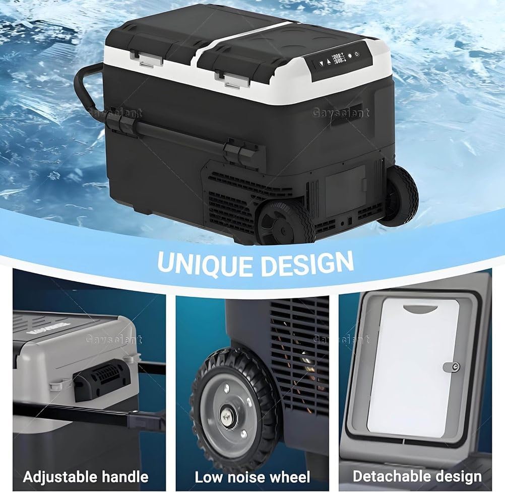 Dual-Zone Car Refrigerator Freezer, -4°F To 68°F Electric Cooler with Dual Temperature Control, 12/24V DC, Perfect for Camping, Road Trips, Etc.