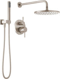 Delta Modern 14 Series Round Rain Shower System Faucet Set, Rainfall Brushed Nickel Shower Head and Handle Set, Valve Trim Kit, 10 Inch, Spotshield Stainless 342702-SP