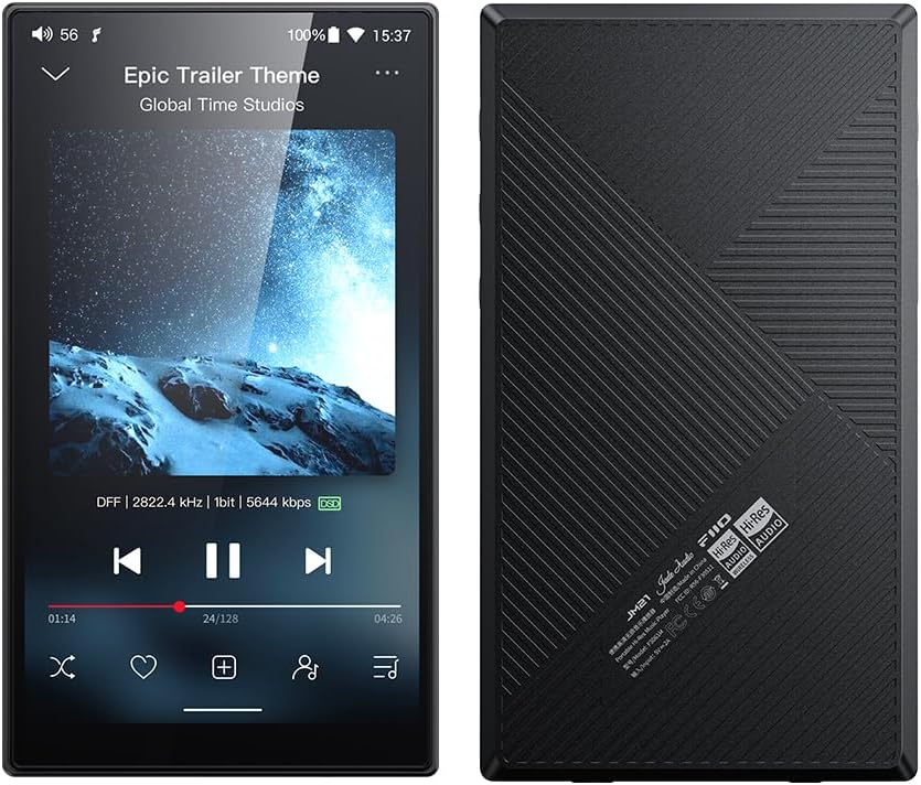 JadeAudio/FiiO JM21 Android 13 Hi-Res Music Player MP3 with Snapdragon 680, Bluetooth WiFi USB DAC 12.5H Playtime (3+32g Black)