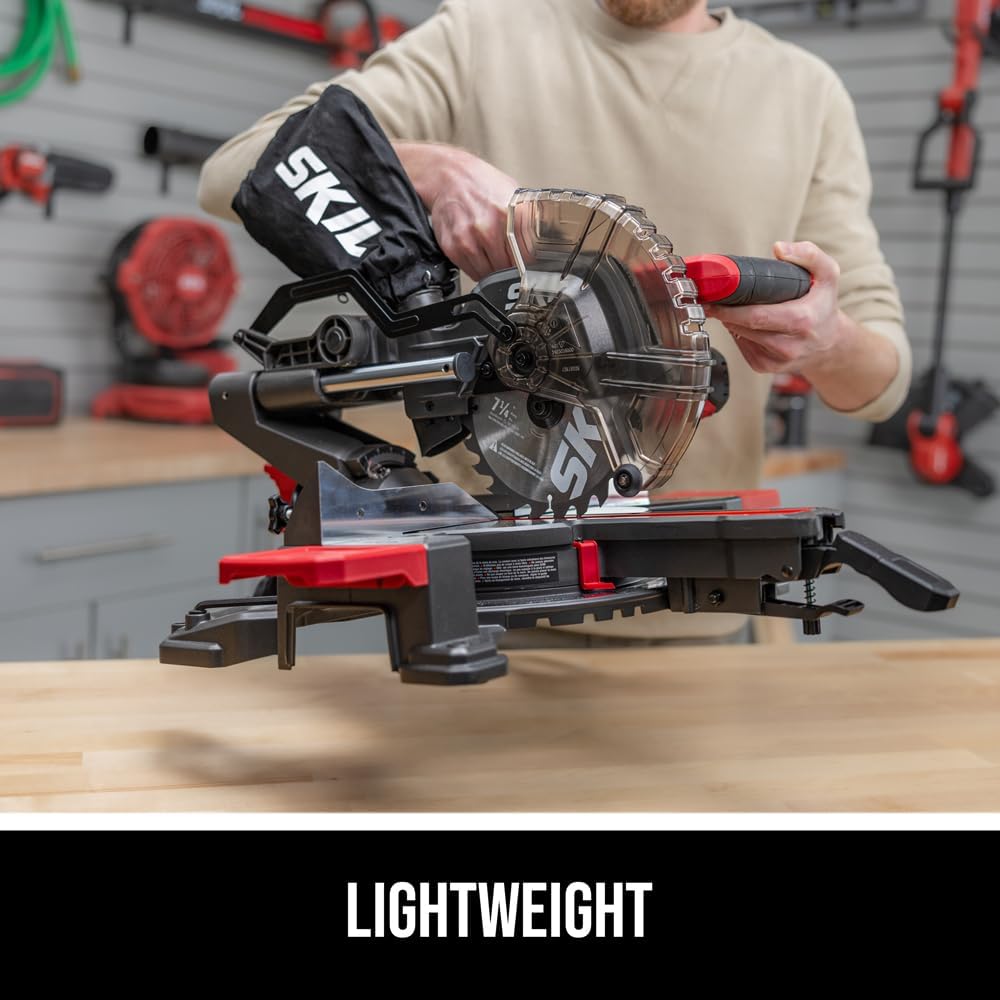 SKIL 10 Amp 7-1/4' Single Bevel Miter Saw with Compact Rail System & LED Shadow Line (Stand SRS0001 Sold Separately)-MS6306-00