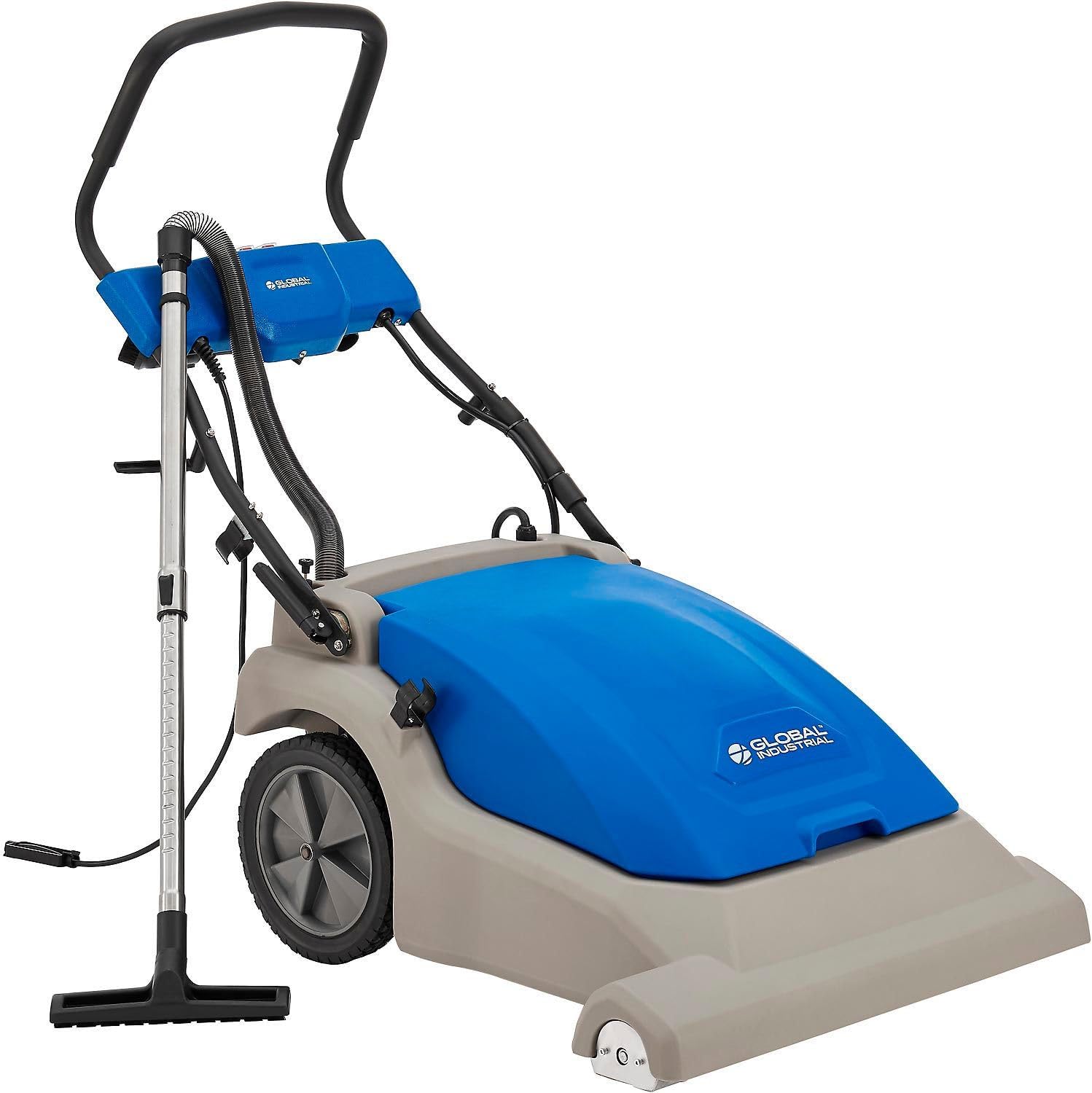 Global Industrial Commercial Wide Area Carpet Vacuum Cleaner, 30' Cleaning Width, 10.5 Gallon Capacity, 2 Horsepower, 120V 80'L Power Cord, Gray & Blue