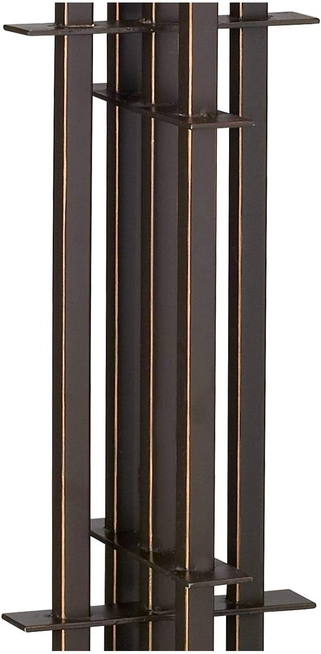 Franklin Iron Works Mission Tiffany Style 3-Way Table Lamp with Table Top Dimmer 26.5' High Bronze Wrought Iron Stained Glass Shade for Living Room Bedroom House Bedside Nightstand Home