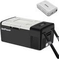 Setpower Car Refrigerator with PG216 Portable Power Station Electric Cooler 15L/15.8QT, Car Fridge Portable Freezer 12V Refrigerator 12/24V DC 110/240V AC for Truck RV Travel Road Trip, Black