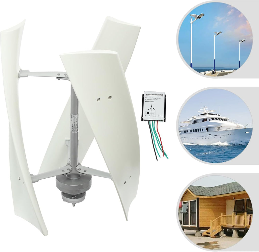 Wind Turbine Generator, 24V 100W Wind Turbine Kit, Automatic Braking Wind Power Generator with Controller & 3 Blades, Wind Power Generator Permanent Magnet Generator for Boats,Gazebos,Home,Streetlight