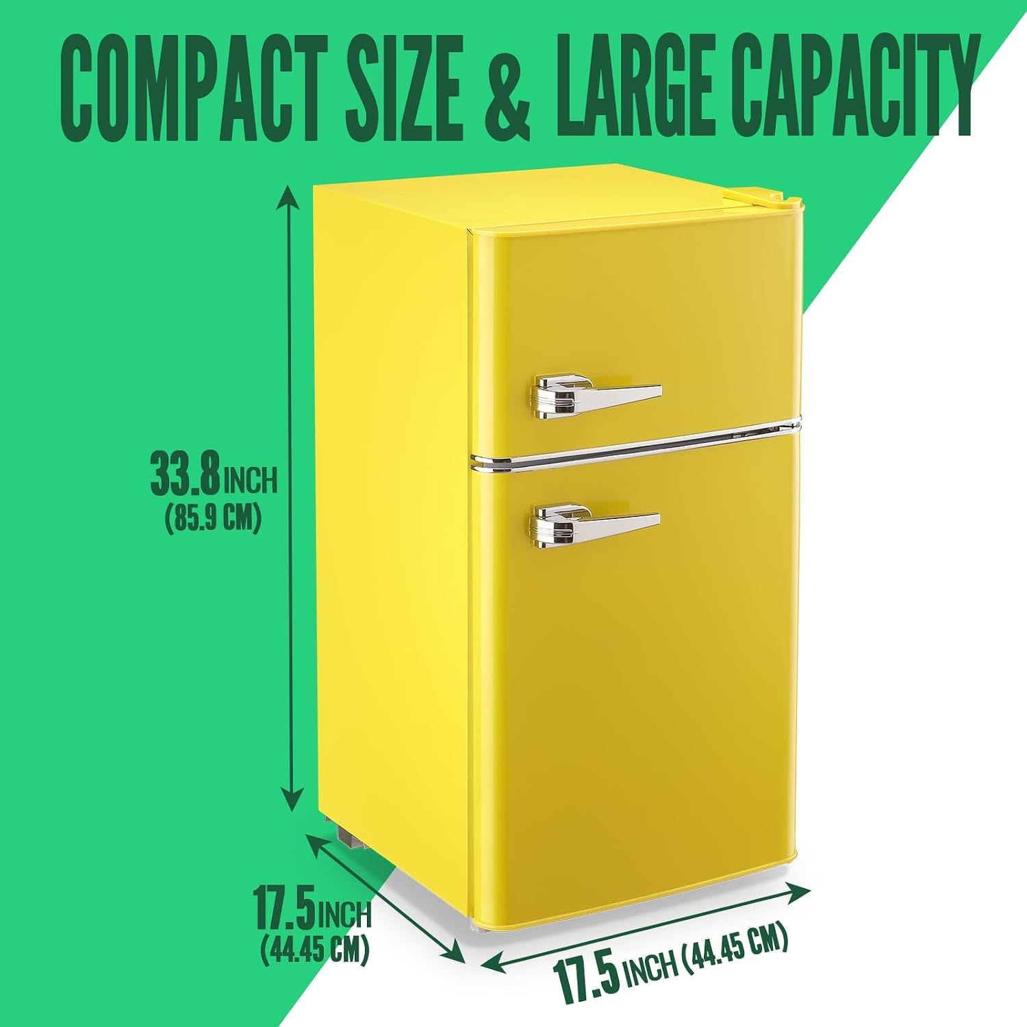 WANAI Compact Refrigerator 3.2 Cu.Ft Retro Dual Door Mini Fridge with Freezer Adjustable Remove Glass Shelves Small Refrigerator Suitable for Dorm Garage and Office