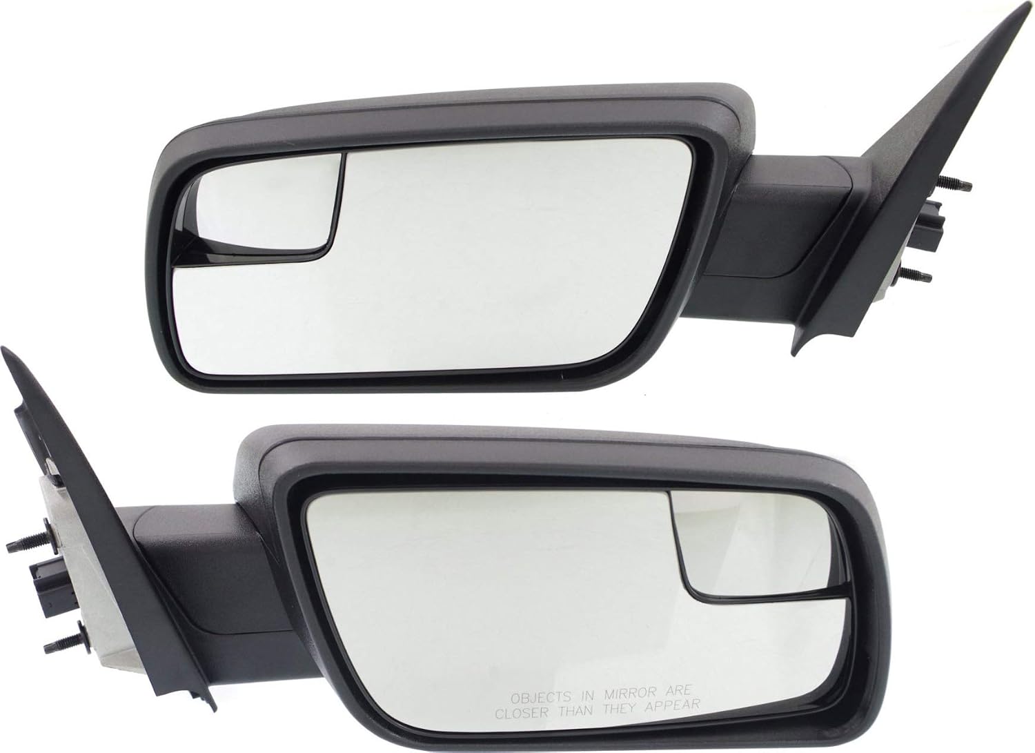 Kool Vue Driver & Passenger Side Power Non-Heated Mirrors for Ford Flex 2013-2019 With Spotter Glass; Without Memory & Puddle Lamp Textured