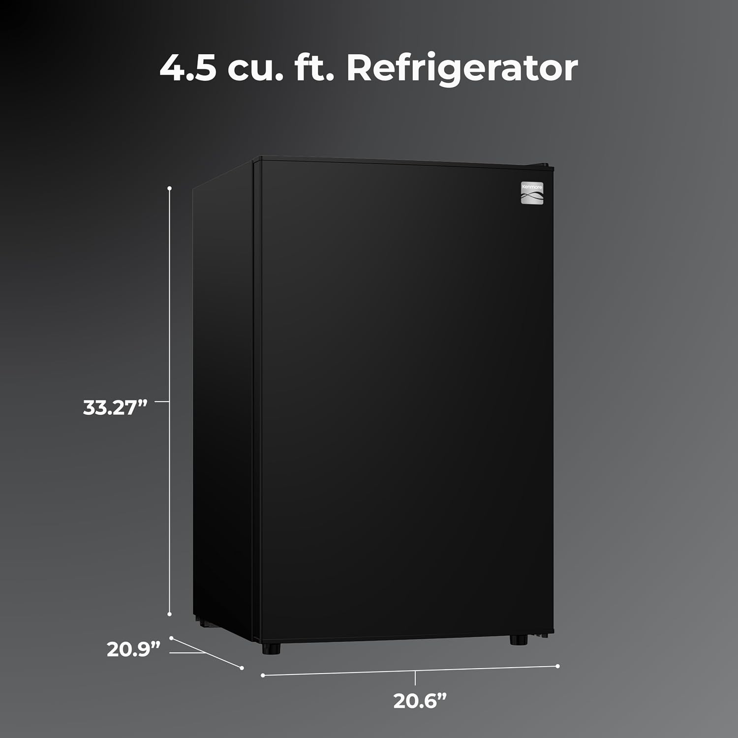 Kenmore 21' Compact Refrigerator with Chiller Compartment - Reversible Door, Adjustable Glass Shelves, ENERGY STAR Certified, 4 Can Rack, Interior Lighting, Freestanding, 4.5 cu. ft. Capacity - Black