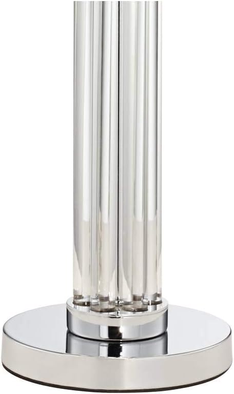 Possini Euro Design Cadence Modern 3-Way Table Lamp 30' Tall with Tabletop Dimmer Linear Clear Glass Rod White Linen Drum Shade for Bedroom Living Room House Bedside Nightstand Office Entryway
