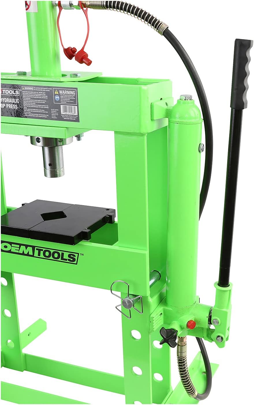 OEMTOOLS 10 Ton Hydraulic Benchtop Press with Double Speed Pump | Compact Design & Huge Power | Straighten, Bend, Press, & Remove Parts & Bearings | Universal Compatibility
