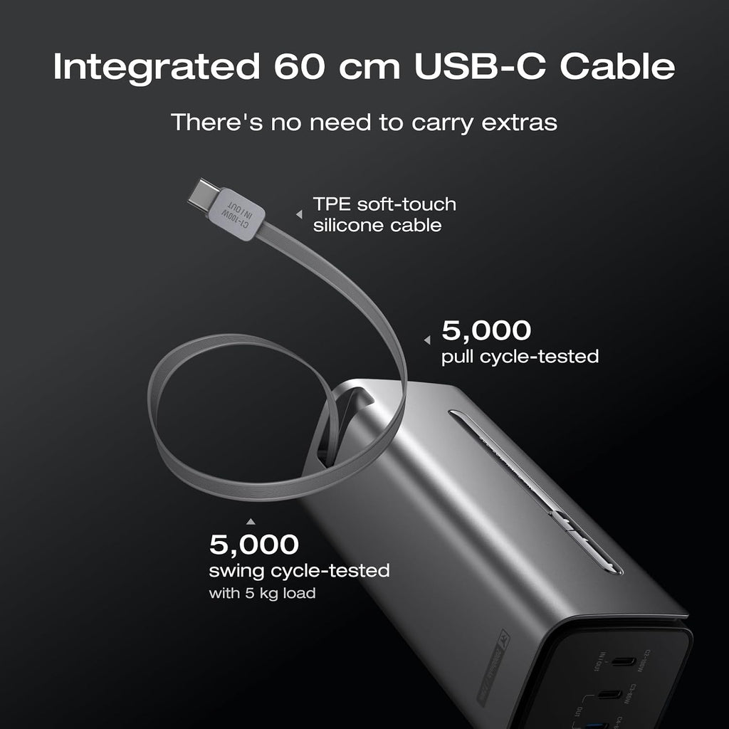 EF ECOFLOW Rapid Pro Power Bank, 20,000mAh 4-Port with 230W Max Output, Portable Charger with 100W Built-in Cable, TSA-Approved, App Control, for MacBook, iPhone 17/16 Series, Laptops, and More