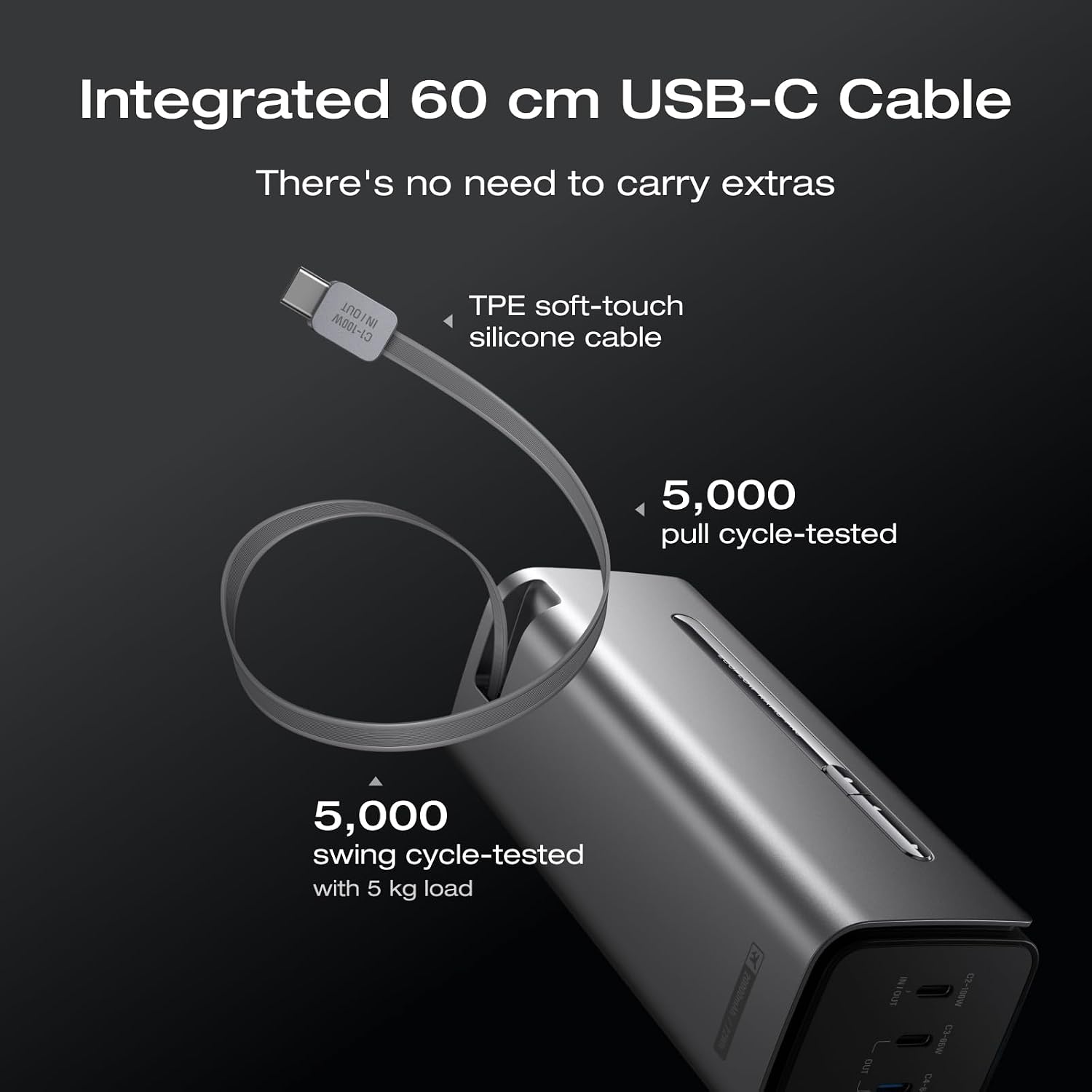 EF ECOFLOW Rapid Pro Power Bank, 20,000mAh 4-Port with 230W Max Output, Portable Charger with 100W Built-in Cable, TSA-Approved, App Control, for MacBook, iPhone 17/16 Series, Laptops, and More