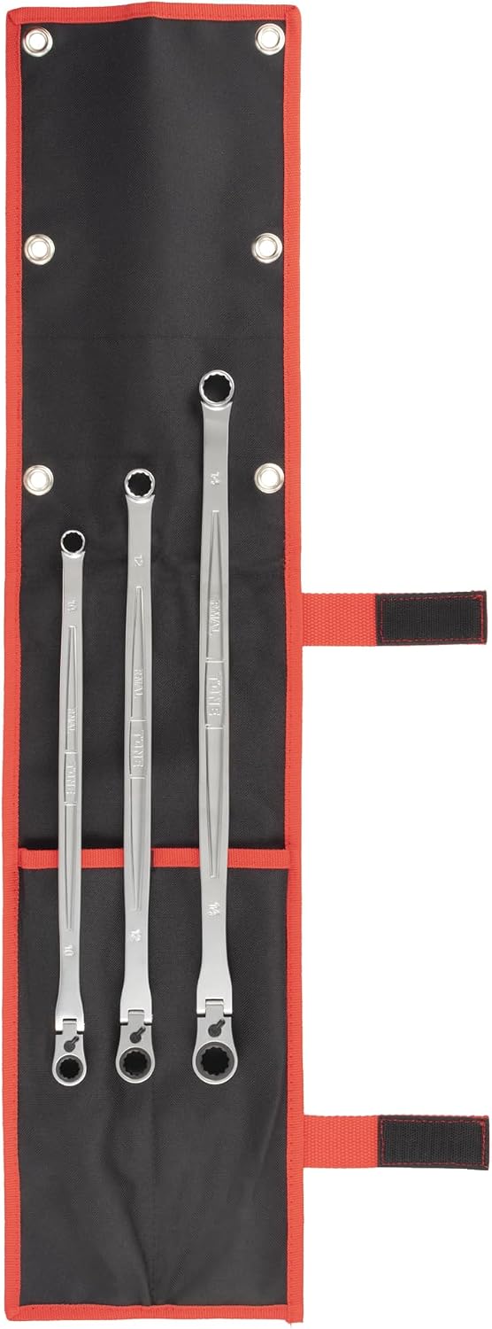 Tone RMA300L Super Long Neck Swing Ratchet Glasses Wrench Set, Black, 3 Pieces