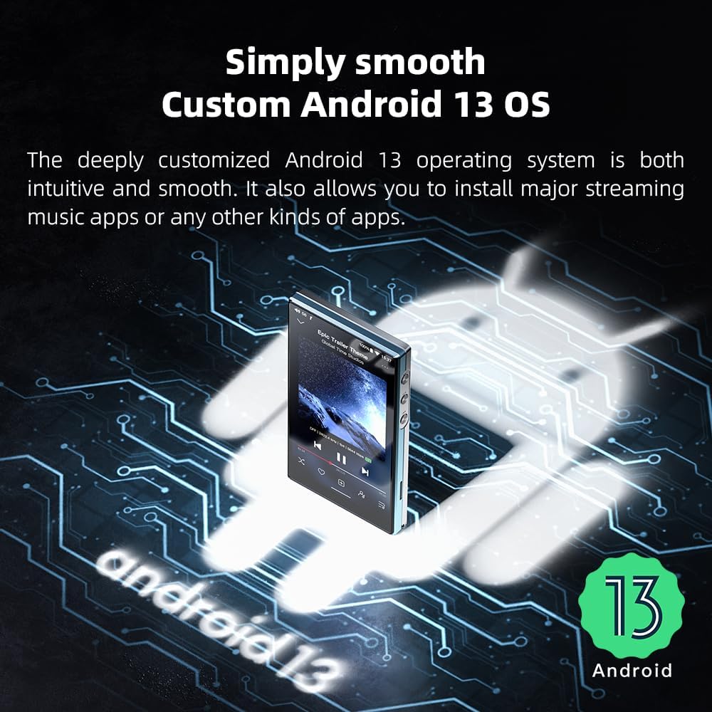 JadeAudio/FiiO JM21 Android 13 Hi-Res Music Player MP3 with Snapdragon 680, Bluetooth WiFi USB DAC 12.5H Playtime (3+32g Sky Blue)