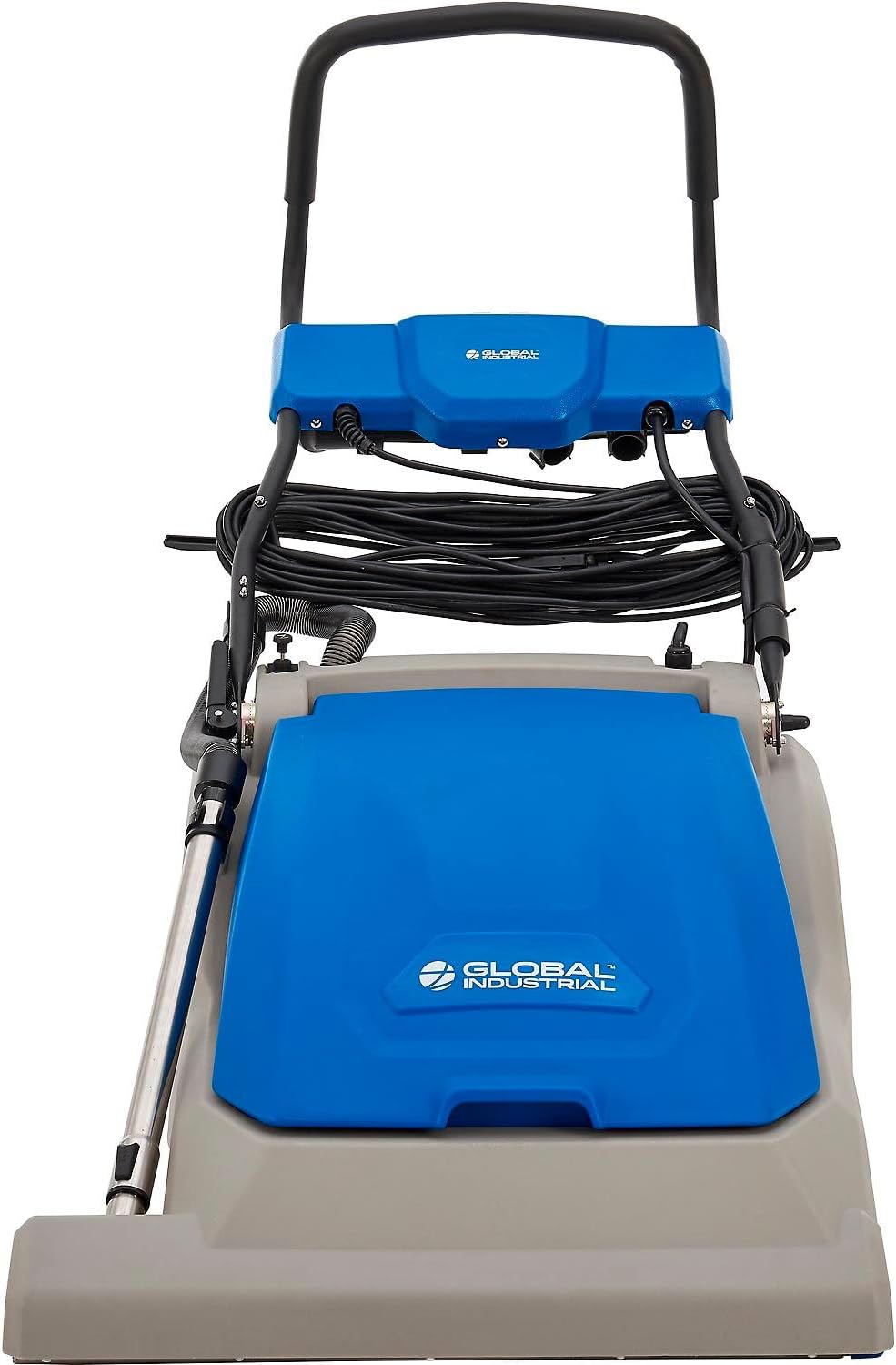 Global Industrial Commercial Wide Area Carpet Vacuum Cleaner, 30' Cleaning Width, 10.5 Gallon Capacity, 2 Horsepower, 120V 80'L Power Cord, Gray & Blue