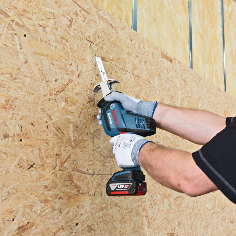 BOSCH GSA18V-083B 18V Cordless Reciprocating Saw - Lightweight & Compact, 0.83' Stroke, 3,050 SPM, Variable-Speed Trigger, Toolless Blade Change, LED Light (Bare Tool)