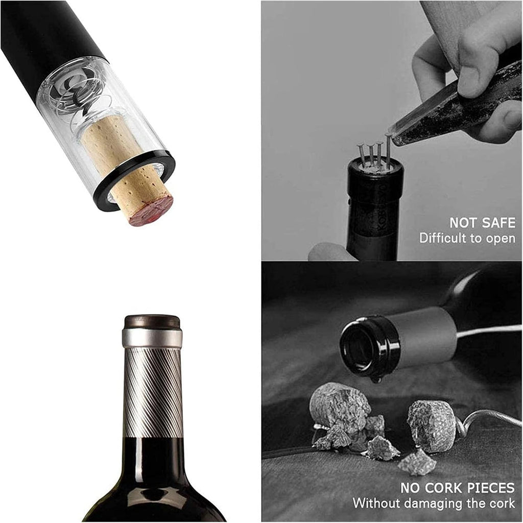 Automatic Electric Corkscrew Wine Bottle Opener One Size Shiny Black
