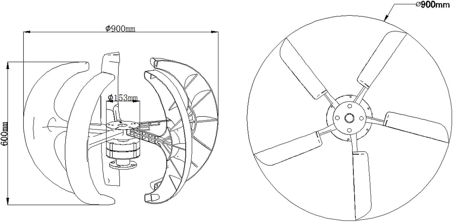 1000W Wind Turbine Generator Kit, DC12V 24V 48V Lantern Wind Turbine Vertical Kit with Charger Controllers for Home/Terrace