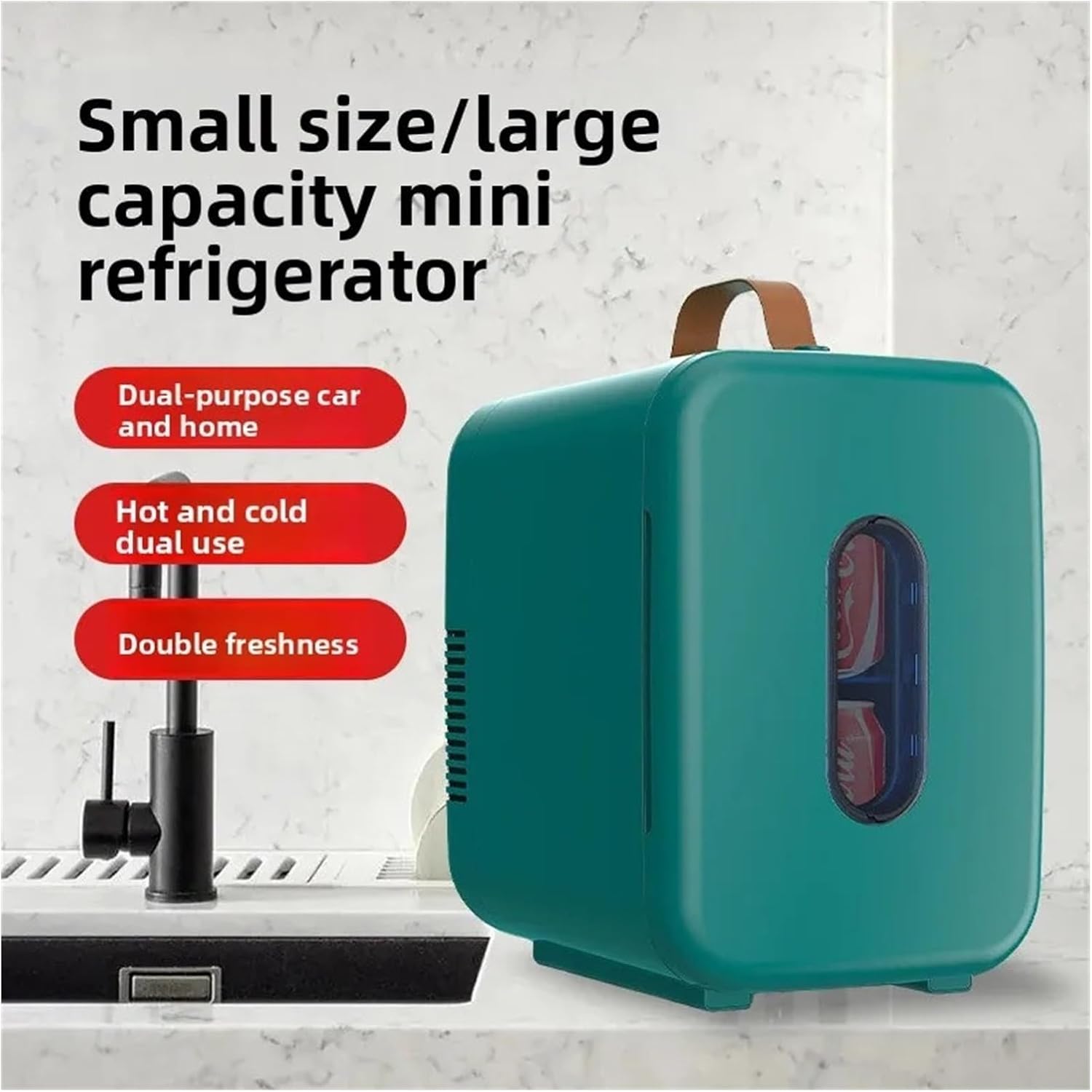 10L Car Refrigerator Refrigeration Mini Refrigerator Car Home Dual-purpose Mini Heating And Cooling Box 220-240V 30-60W(Dark green)